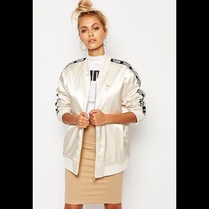 Puma Champagne Satin Bomber Jacket NWOT